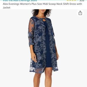 Alex Evenings women’s plus size midi Scoop Neck Shift Dress with Jacket